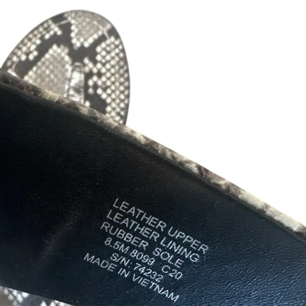 Tory Burch Leigh Thong Sandals 8.5 Roccia Snakeskin Black Logo